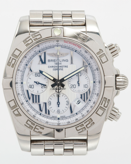 2013 Breitling Chronomat B01 44MM White Dial Steel Bracelet (AB011012/A690)