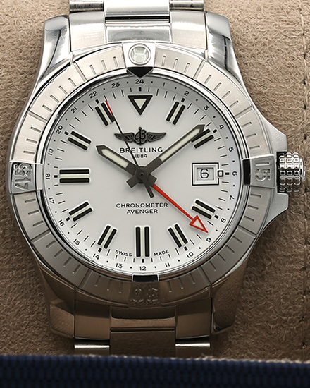 Breitling Avenger GMT 43MM White Dial Steel Bracelet (A32397)