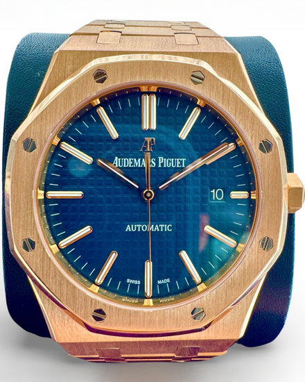 2015 Audemars Piguet Royal Oak 41MM Blue Dial Rose Gold Bracelet (15400OR.OO.1220OR.03)