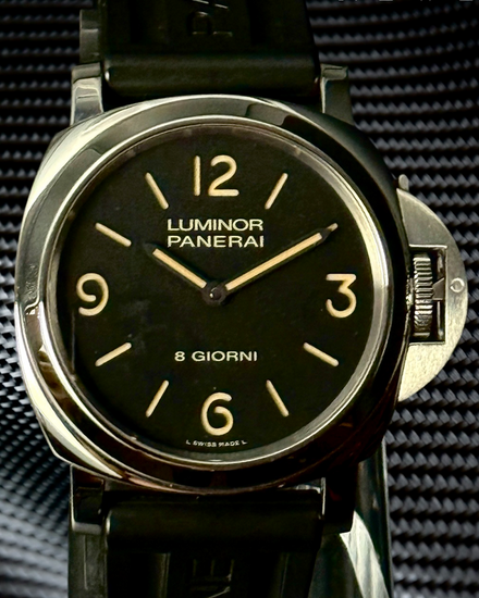 2020 Panerai Luminor 8 Giorni 44MM Black Dial Rubber Strap (PAM00914)