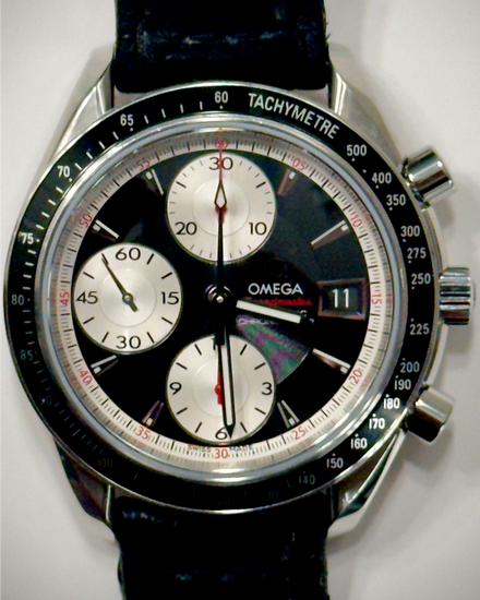 Omega Speedmaster Date 40MM Black Dial Aftermarket Leather Strap (3210.51.00)
