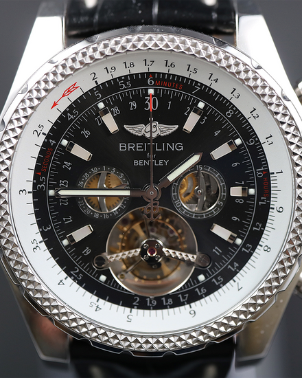 2016 Breitling Bentley Mulliner Tourbillon Chronograph 48MM Black Dial Leather Strap (L18841TB)