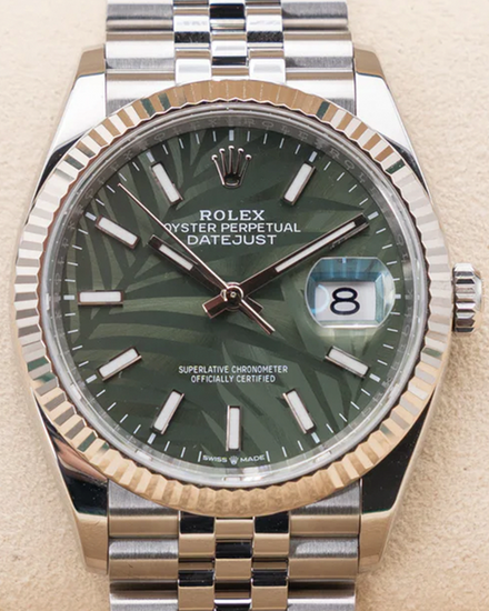 2023 Rolex Datejust 36MM Green "Palm Motif" Dial Jubilee Bracelet (126234)