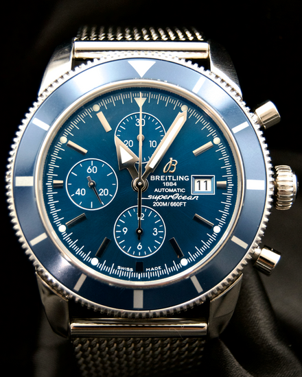 No Reserve - 2015 Breitling Superocean Heritage Chronograph 46MM Blue Dial Steel Bracelet (A1332016/C758)