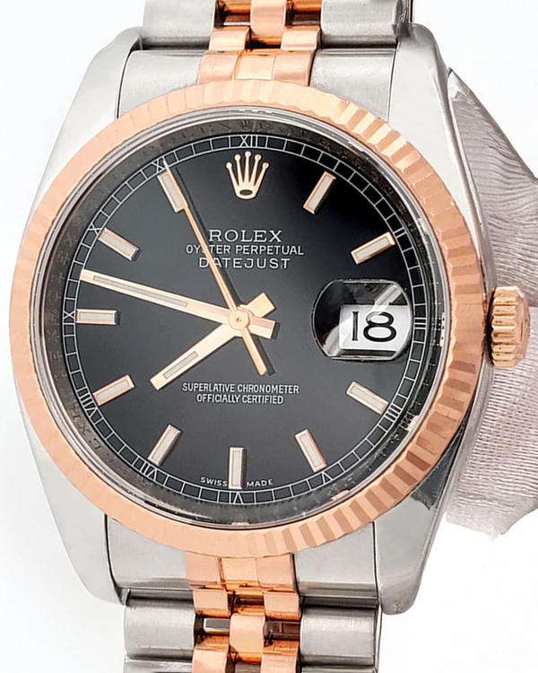 Rolex Datejust 36MM Black Dial Two-Tone Super Jubilee Bracelet (116231)