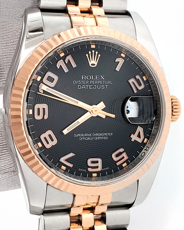 Rolex Datejust 36MM Black "Concentric" Dial Two-Tone Super Jubilee Bracelet (116231)