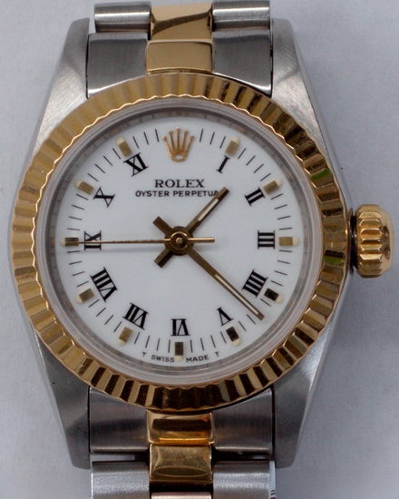 Rolex Oyster Perpetual 26MM White Dial Two-Tone Oyster Bracelet (67193)