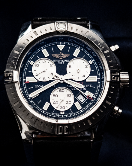 2017 Breitling Colt Chronograph 44MM Quartz Black Dial Leather Strap (A7338811/BD43)