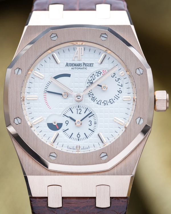 Audemars Piguet Royal Oak Dual Time 39MM White Dial Leather Strap (26120OR.OO.D088CR.01)