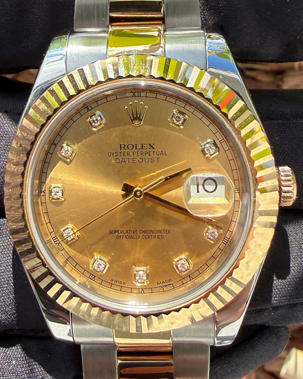 2010 Rolex Datejust II 41MM Champagne Dial Two-Tone Oyster Bracelet (116333)