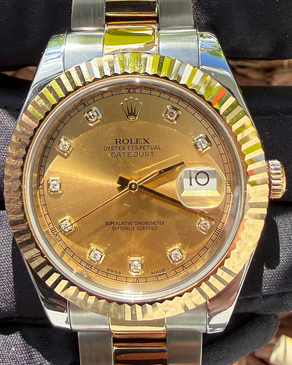 2010 Rolex Datejust II 41MM Champagne Dial Two-Tone Oyster Bracelet (116333)