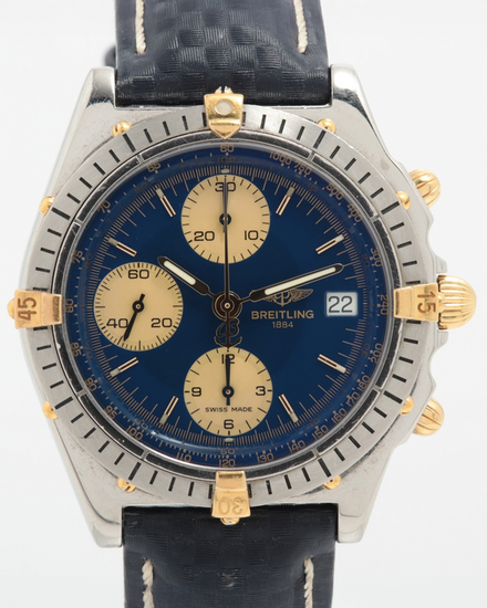Breitling Chronomat 39MM Blue Dial Aftermarket Leather Strap (B13050)