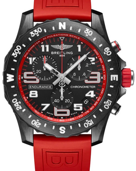2022 Breitling Endurance Pro 44MM Quartz Black Dial Rubber Strap (X82310)