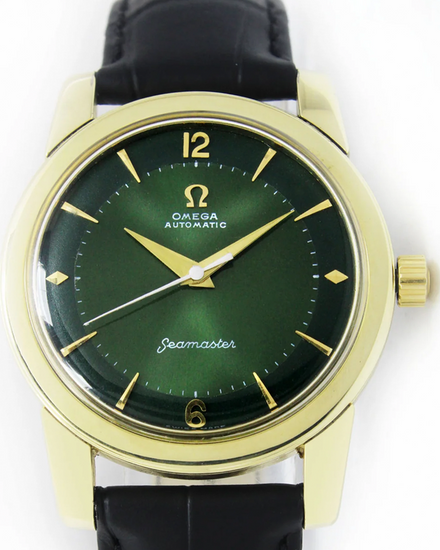 Omega Seamaster 34MM Aftermarket Green Dial Aftermarket Leather Strap (316818)