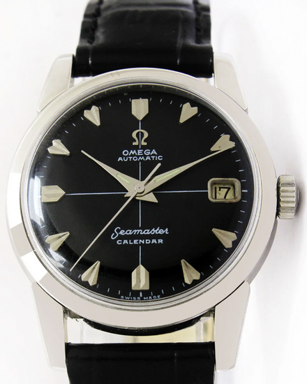 Omega Seamaster 34MM Aftermarket Black Dial Aftermarket Leather Strap (2849-9)