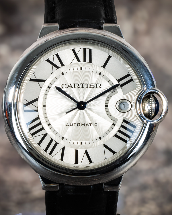 2021 Cartier Ballon Bleu 40MM Silver Dial Leather Strap (WSBB0039)