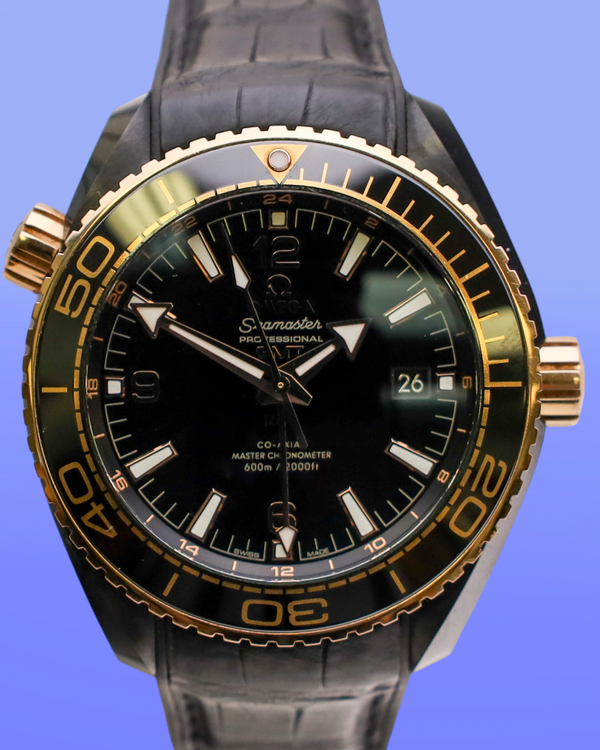 2017 Omega Seamaster Planet Ocean 600M "Deep Black" 45.5MM Black Dial Leather Strap (215.63.46.22.01.001)