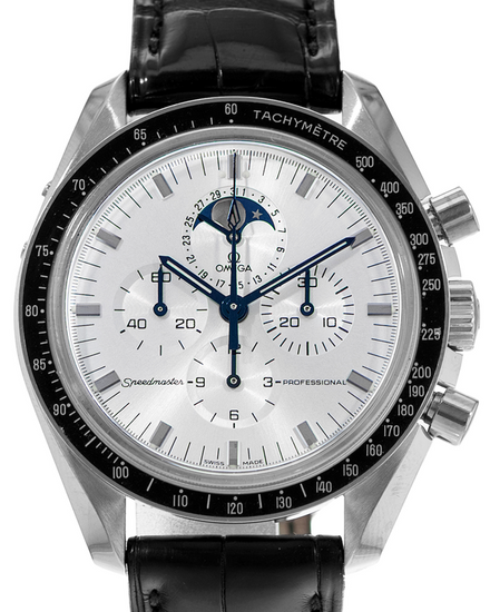 Omega Speedmaster Moonphase 42MM Silver Dial Leather Strap (3689.30.31)