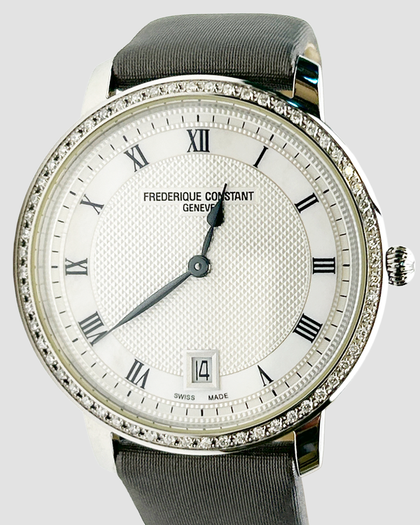 2025 Frederique Constant Slimline 37MM Quartz Silver Dial Textile Strap (FC-220M4SD36)