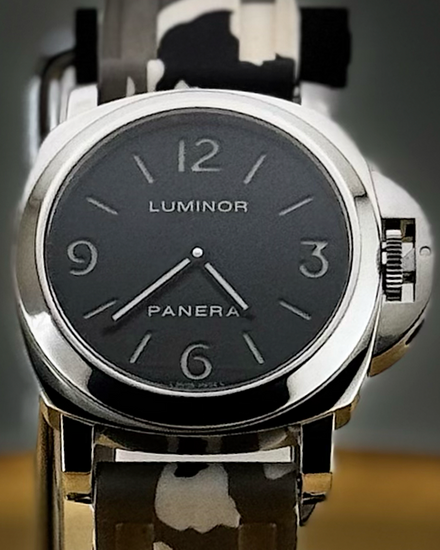 2011 Panerai Luminor Base 44MM Black Dial Aftermarket Rubber Strap (PAM00112)