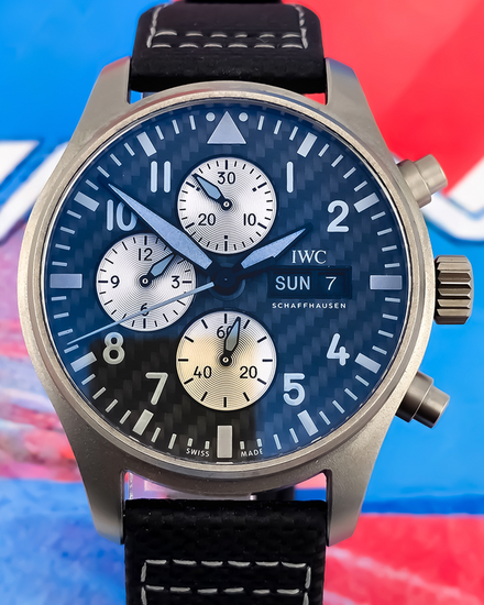 2023 IWC Schaffhausen Pilot "AMG Edition" 43MM Carbon Fiber Dial Leather Strap (IW377903)