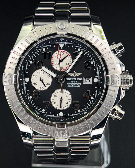 2004 Breitling Super Avenger 48MM Black Dial Steel Bracelet (A1337011/B682)