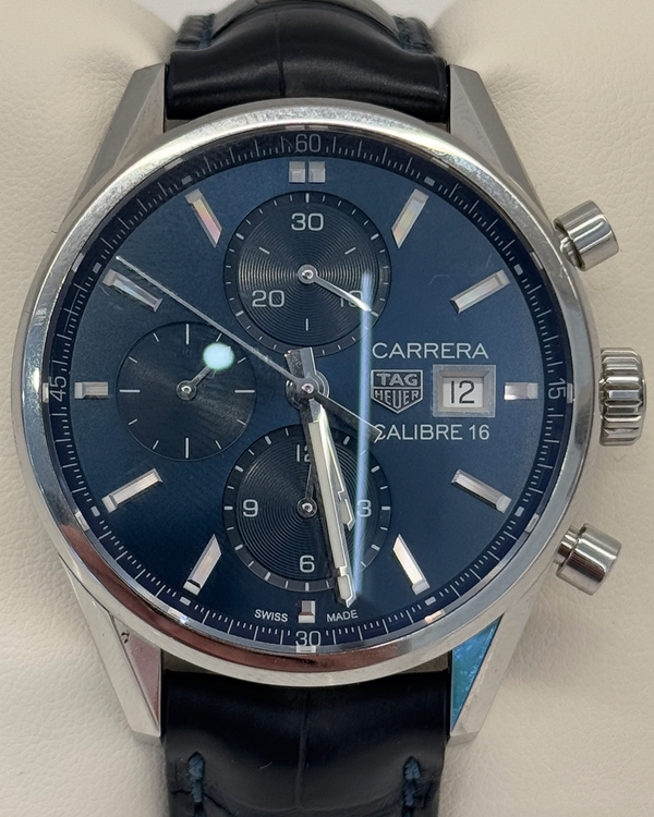 Tag Heuer Carrera Calibre 16 41MM Blue Dial Leather Strap (CBK2112.BA0715)