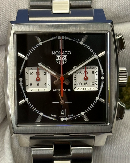 2021 Tag Heuer Monaco 39MM Black Dial Steel Bracelet (CBL2113.BA0644)