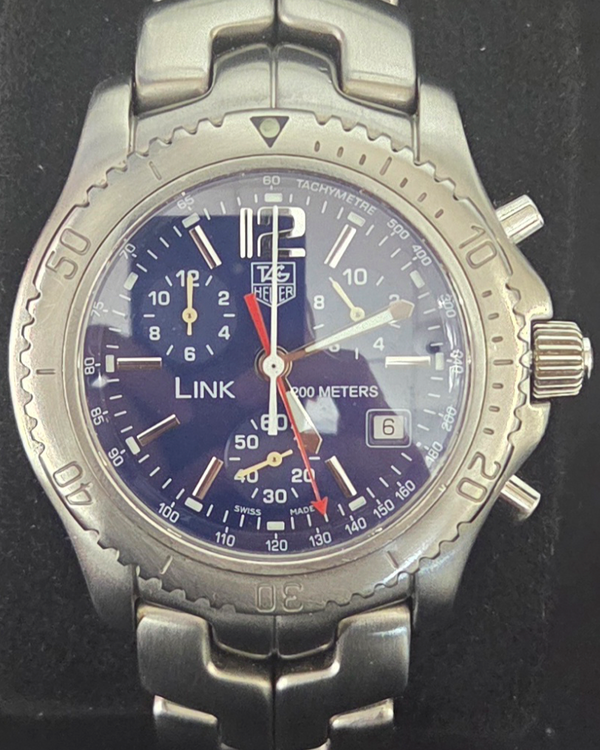 2004 Tag Heuer Link Chronograph 41MM Quartz Blue Dial Steel Bracelet (CT1110.0)