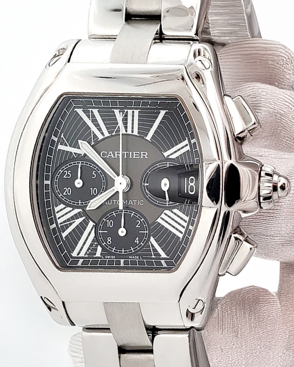 Cartier Roadster Chronograph XL 43MM Black Dial Steel Bracelet (W62020X6)
