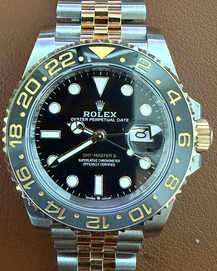 2025 Rolex GMT-Master II "Bumblebee" 40MM Black Dial Two-Tone Jubilee Bracelet (126713GRNR)