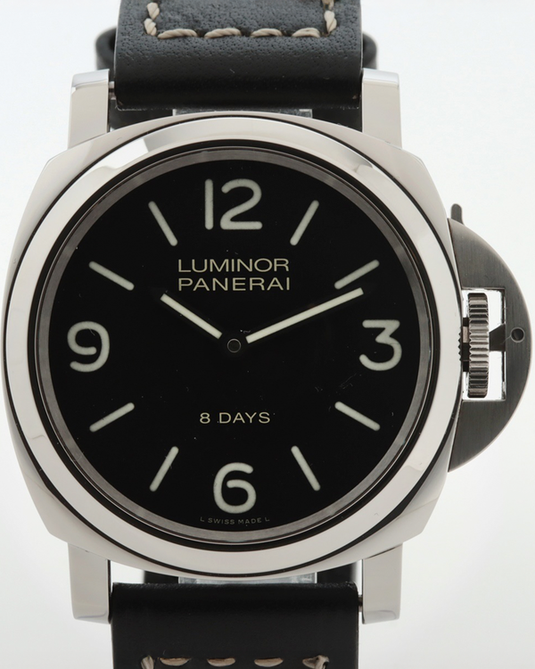 2018 Panerai Luminor Base 8 Days 44MM Black Dial Leather Strap (PAM00560)