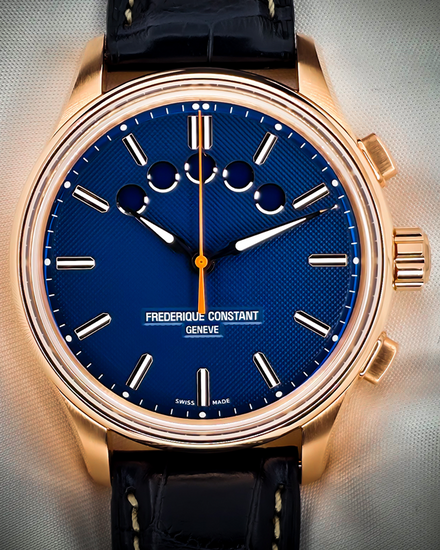 No Reserve - Frederique Constant Yacht Timer Regatta Countdown 42MM Blue Dial Leather Strap (FC-380NT4H4)