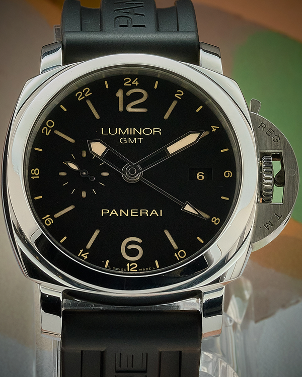 2017 Panerai Luminor Marina 1950 3 Days GMT 44MM Black Dial Rubber Strap (PAM00531)