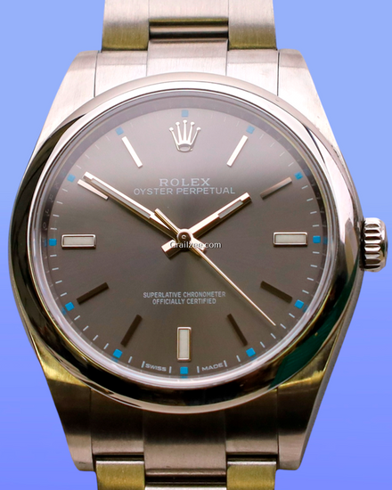 No Reserve - 2017 Rolex Oyster Perpetual 39MM Dark Rhodium Dial Oyster Bracelet (114300)