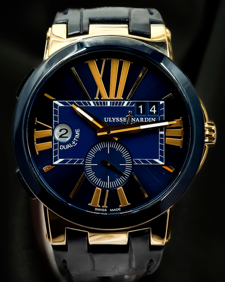 Ulysse Nardin Executive Dual Time 43MM Blue Dial Leather Strap (246-00/43)