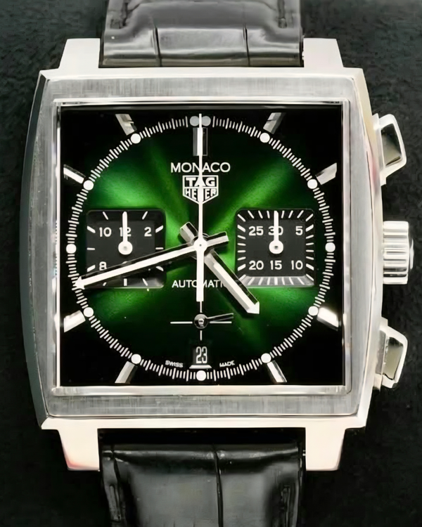 2015 Tag Heuer Monaco L. E. 39MM Green Dial Leather Strap (CBL2116.FC6497)