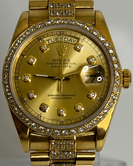 Rolex Day-Date 36MM Aftermarket Champagne Dial Aftermarket Yellow Gold President Bracelet (18038)