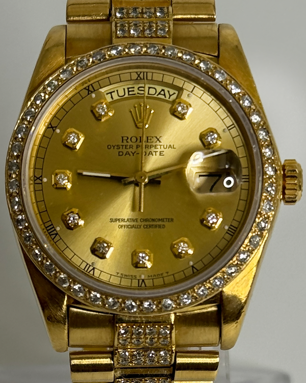 Rolex Day-Date 36MM Aftermarket Champagne Dial Aftermarket Yellow Gold President Bracelet (18038)