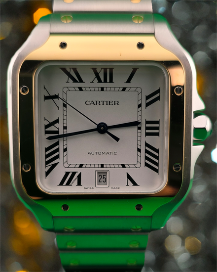 2024 Cartier Santos De Cartier 39.8MM White Dial Two-Tone Bracelet (W2SA0009)