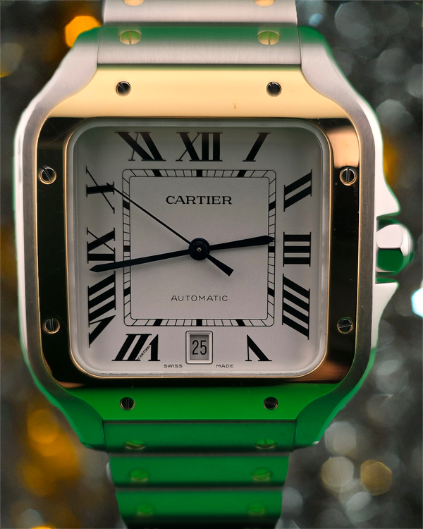 2024 Cartier Santos De Cartier 39.8MM White Dial Two-Tone Bracelet (W2SA0009)