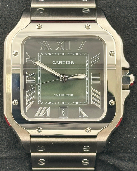 2024 Cartier Santos De Cartier 39.8MM Green Dial Steel Bracelet (WSSA0062)