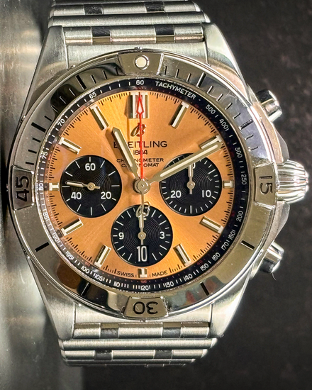 2021 Breitling Chronomat B01 42MM Salmon Dial Steel Bracelet (AB0134)