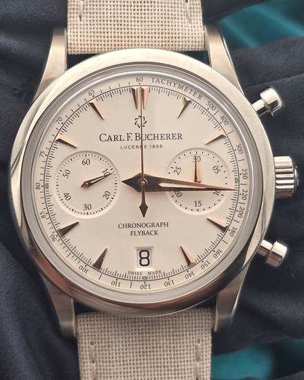 Carl F. Bucherer Manero 40MM White Dial Textile Strap (00.10927.08.13.01)