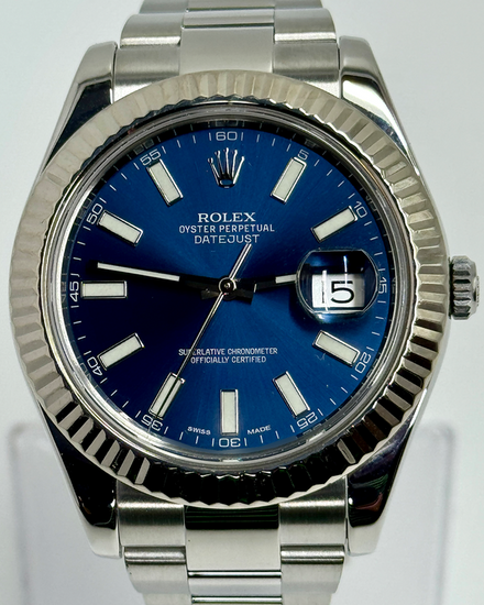 No Reserve - 2015 Rolex Datejust II 41MM Blue Dial Oyster Bracelet (116334)