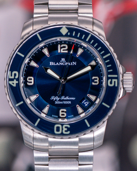2021 Blancpain Fifty Fathoms 45MM Blue Dial Titanium Bracelet (5015-12B40-98B)