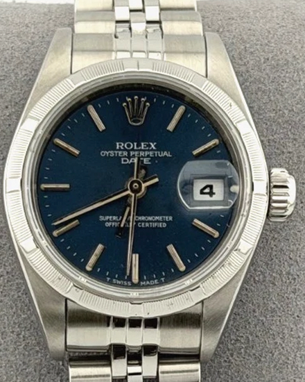 1995 (W Serial) Rolex Oyster Perpetual Lady Date 26MM Blue Dial Jubilee Bracelet (69190)