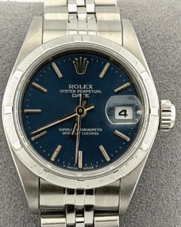 1995 (W Serial) Rolex Oyster Perpetual Lady Date 26MM Blue Dial Jubilee Bracelet (69190)