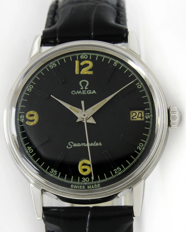 Omega Seamaster 34MM Aftermarket Black Dial Aftermarket Leather Strap (136.011)