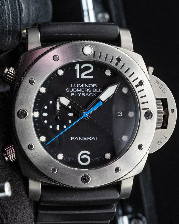 2018 Panerai Submersible 1950 3 Days Chrono Flyback 47MM Black Dial Rubber Strap (PAM00614)